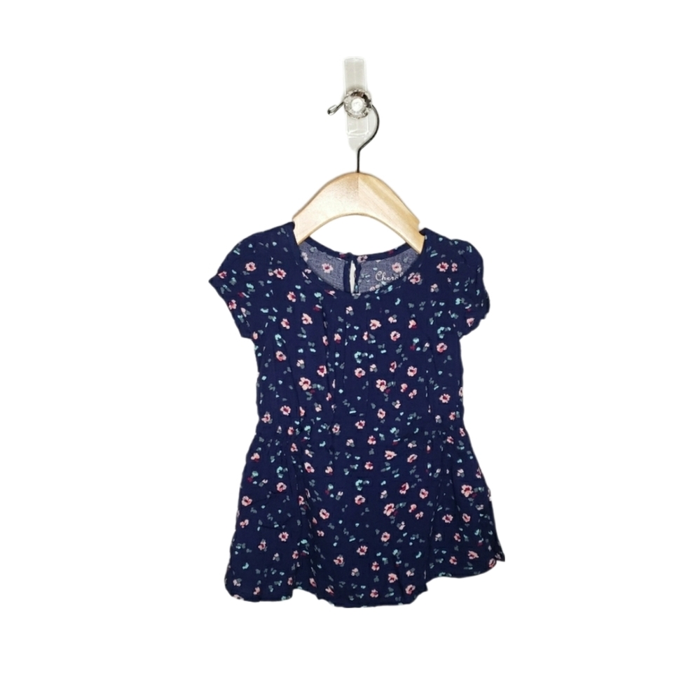 NWT Cherokee 12 Months Baby Girl Navy Floral Tunic Flowy Dress
